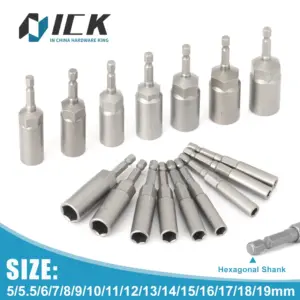 adaptador soquete impacto haste hexagonal 1/4