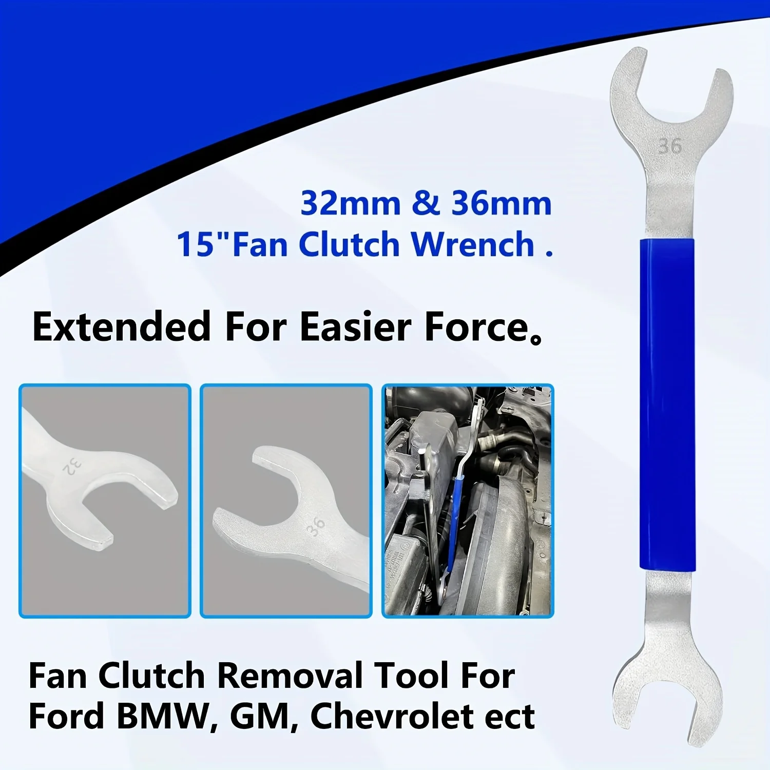 Kit Chave Embreagem Ventilador 32mm 36mm com Suporte para Polia - Imagem 2