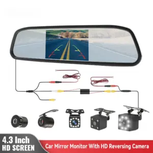 câmera de ré com monitor espelho 4.3 polegadas