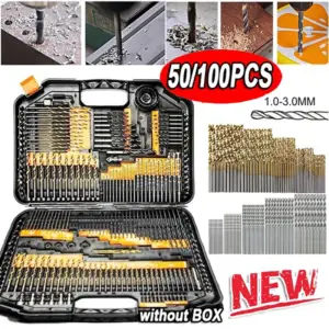 jogo de brocas hss titânio 100 peças