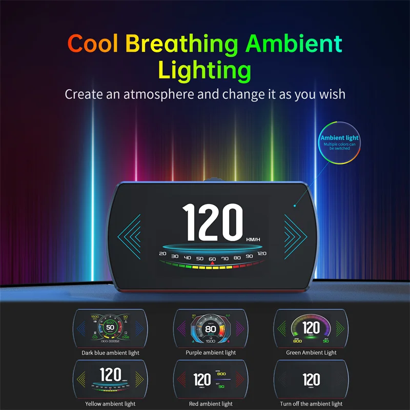 Display P12S OBD2 HUD com velocímetro e leitura de código de falhas - Imagem 5