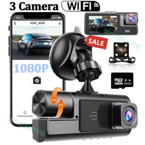 câmera veicular dash cam 3 canais