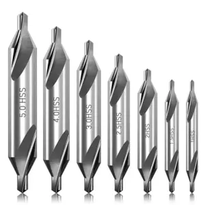 Conjunto 7 Brocas Centrais HSS 60 Graus para Metal 1mm a 5mm