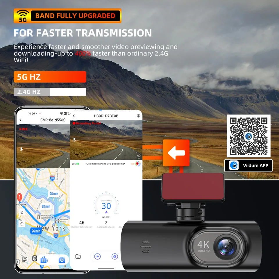 Dash Cam E-ACE 4K UHD com GPS WiFi Câmera Dupla - Imagem 5