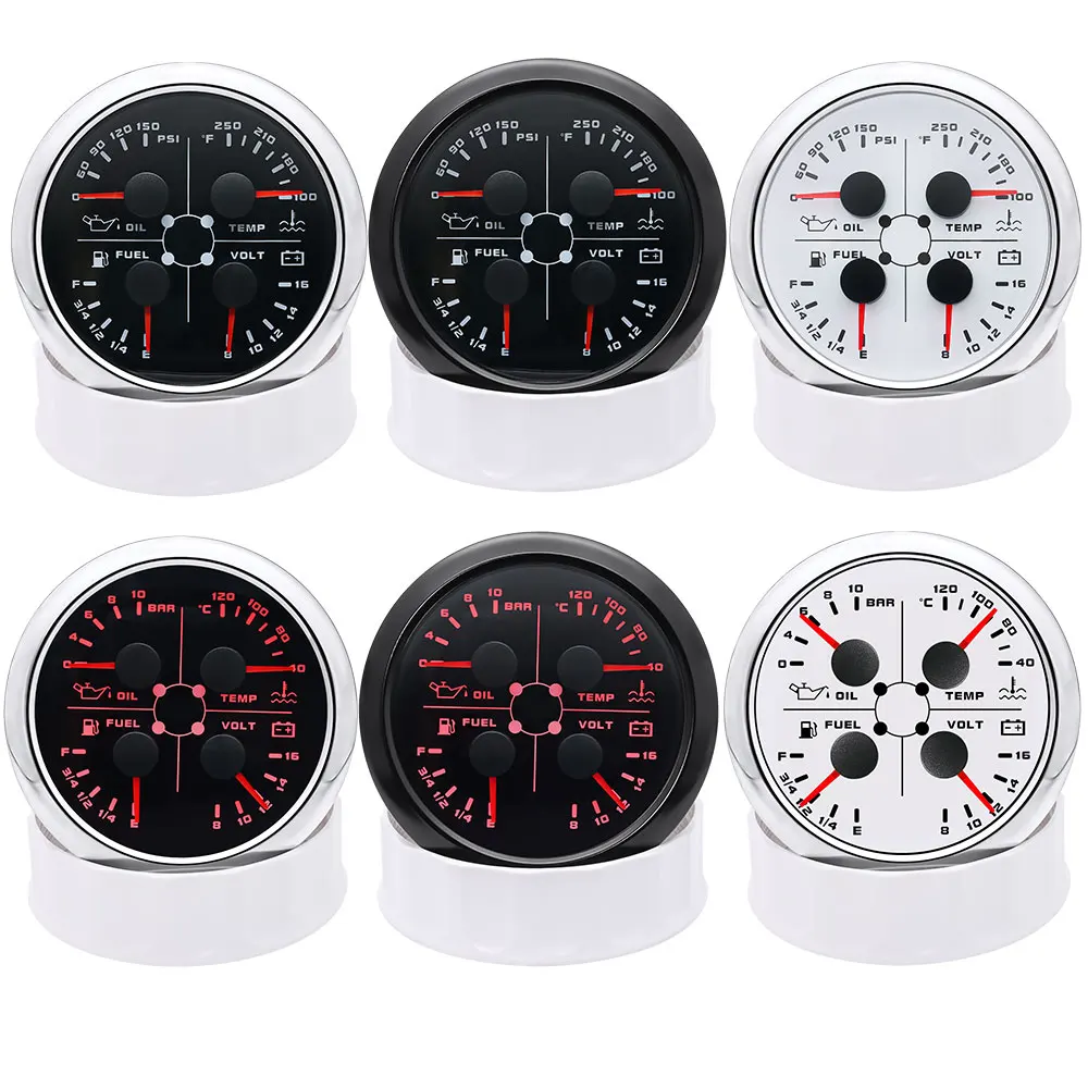 Medidor Multifuncional 4 em 1 85mm 12V Alarme - Imagem 2