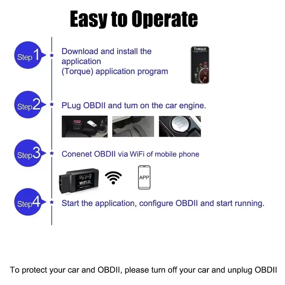 Scanner OBD2 ELM327 WiFi V1.5 para Android iOS PC - Imagem 4