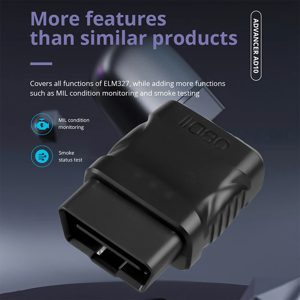 Scanner automotivo OBD2 Bluetooth 4.2 ELM327 V2.1 para iOS/Android - Imagem 2