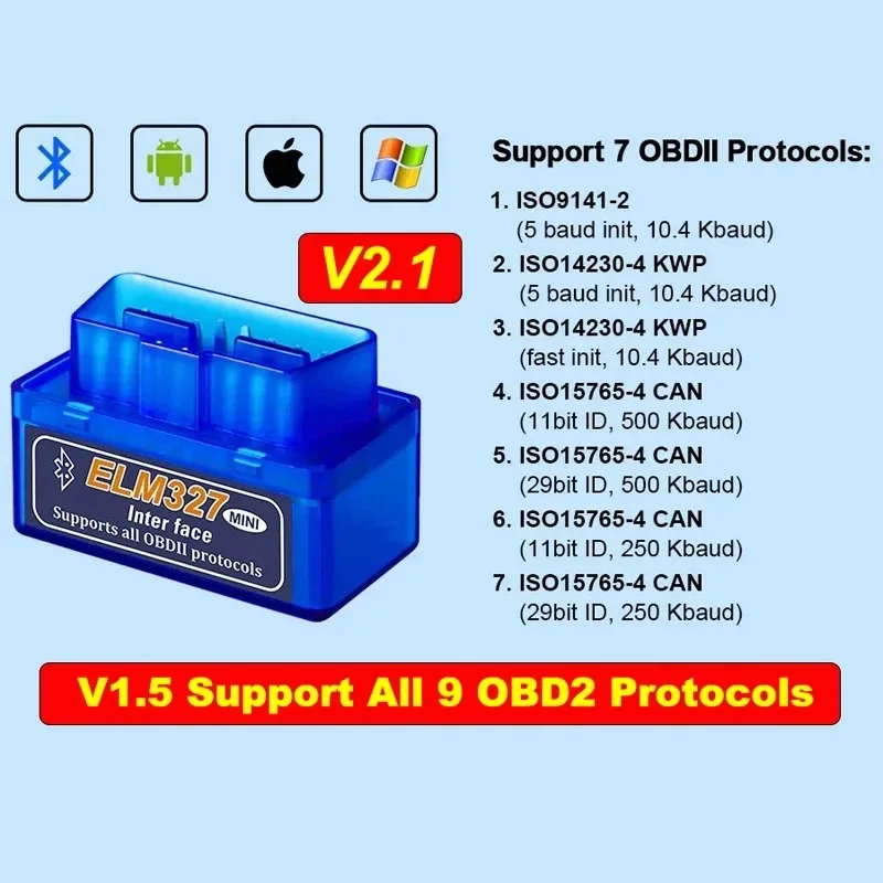 Scanner automotivo OBD2 Bluetooth ELM327 v2.1 para Android - Imagem 2
