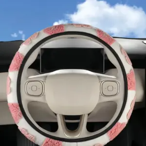 capa de volante pelúcia flor azul