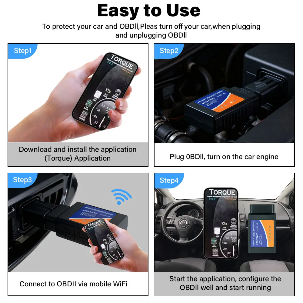 Scanner OBD2 Bluetooth ELM327 V1.5 para Android iOS - Imagem 4