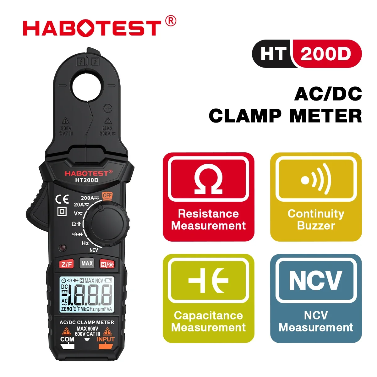 alicate amperímetro digital habotest ht200d