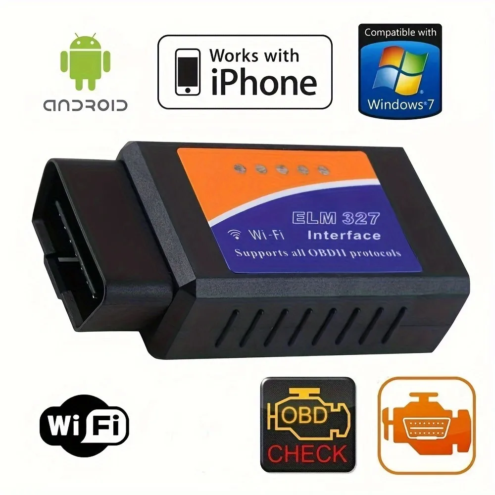 Scanner automotivo ELM327 OBD2 Wi-Fi para iOS e Android 12V - Imagem 3