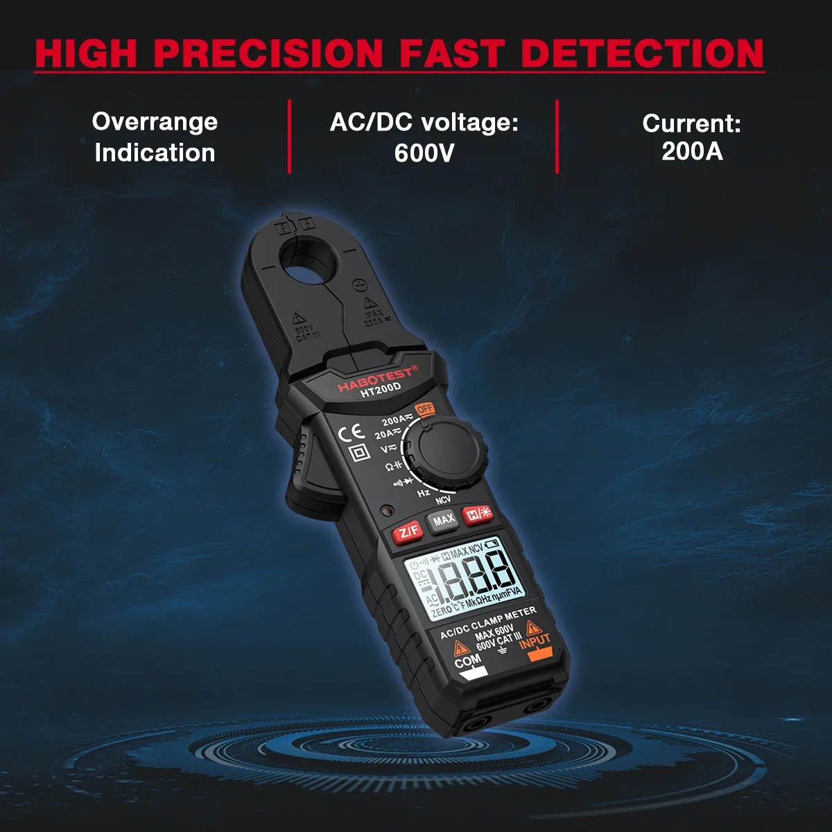 Alicate Amperímetro Digital Habotest HT200D 2000 Contagens True RMS - Imagem 6