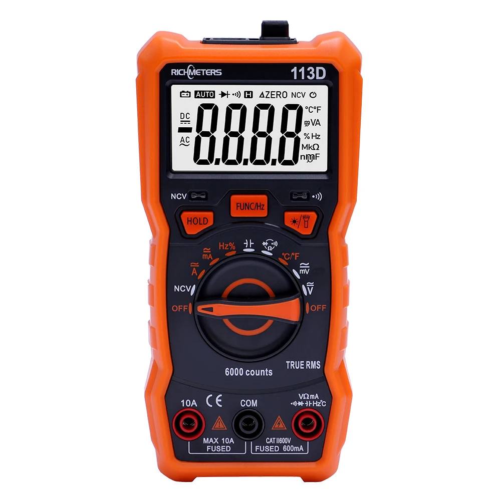 Multímetro Digital RICHMETERS-NCV RM113D Auto Ranging True RMS - Imagem 2