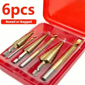 Kit 6 Brocas Escalonadas HSS Titânio 4-32mm Para Metal Madeira