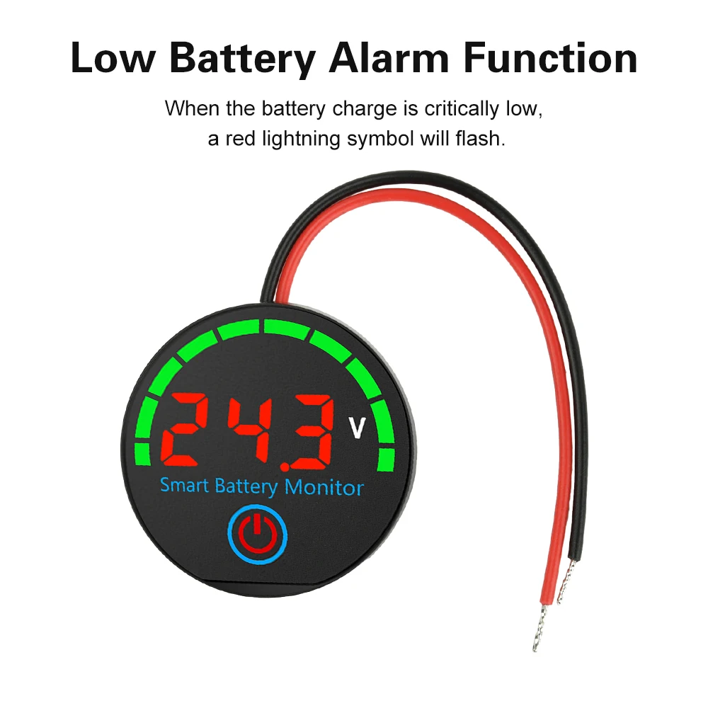 Indicador Bateria DC 7-55V com Tensão e Nível de Energia - Imagem 4