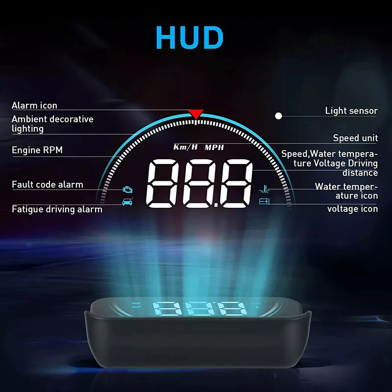 HUD OBD2 M8 3.5 polegadas para-brisa com aviso de excesso de velocidade - Imagem 4