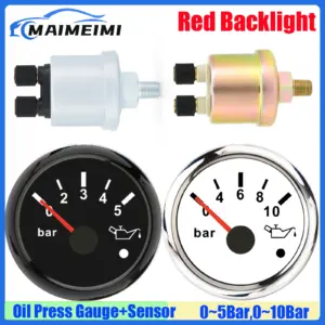 medidor pressão óleo 52mm alarme led