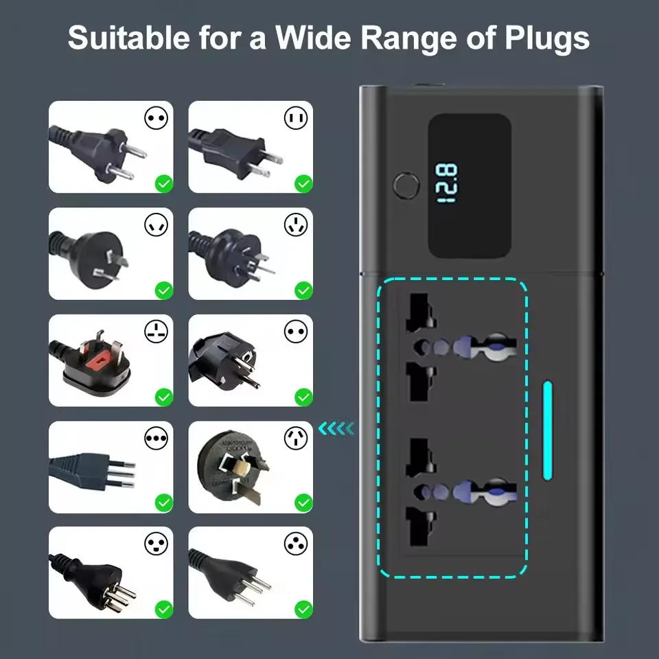 Inversor automotivo 200W 12V para 220V com USB QC3.0 e PD - Imagem 2