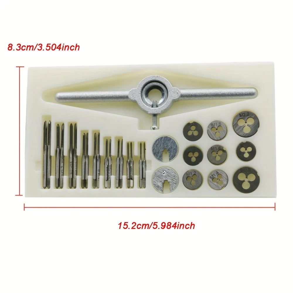 Kit de Machos e Cossinetes M1 a M2.5 de Aço Carbono 30 Peças - Imagem 2