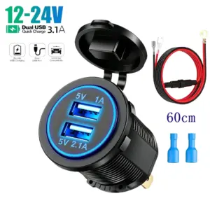 carregador veicular usb duplo 12-32v