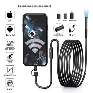 câmera endoscópica 7mm 1080p usb
