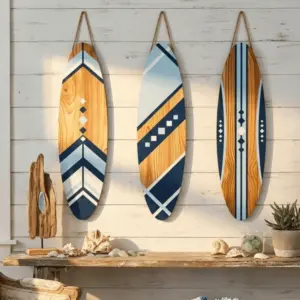 decoração parede prancha surf madeira