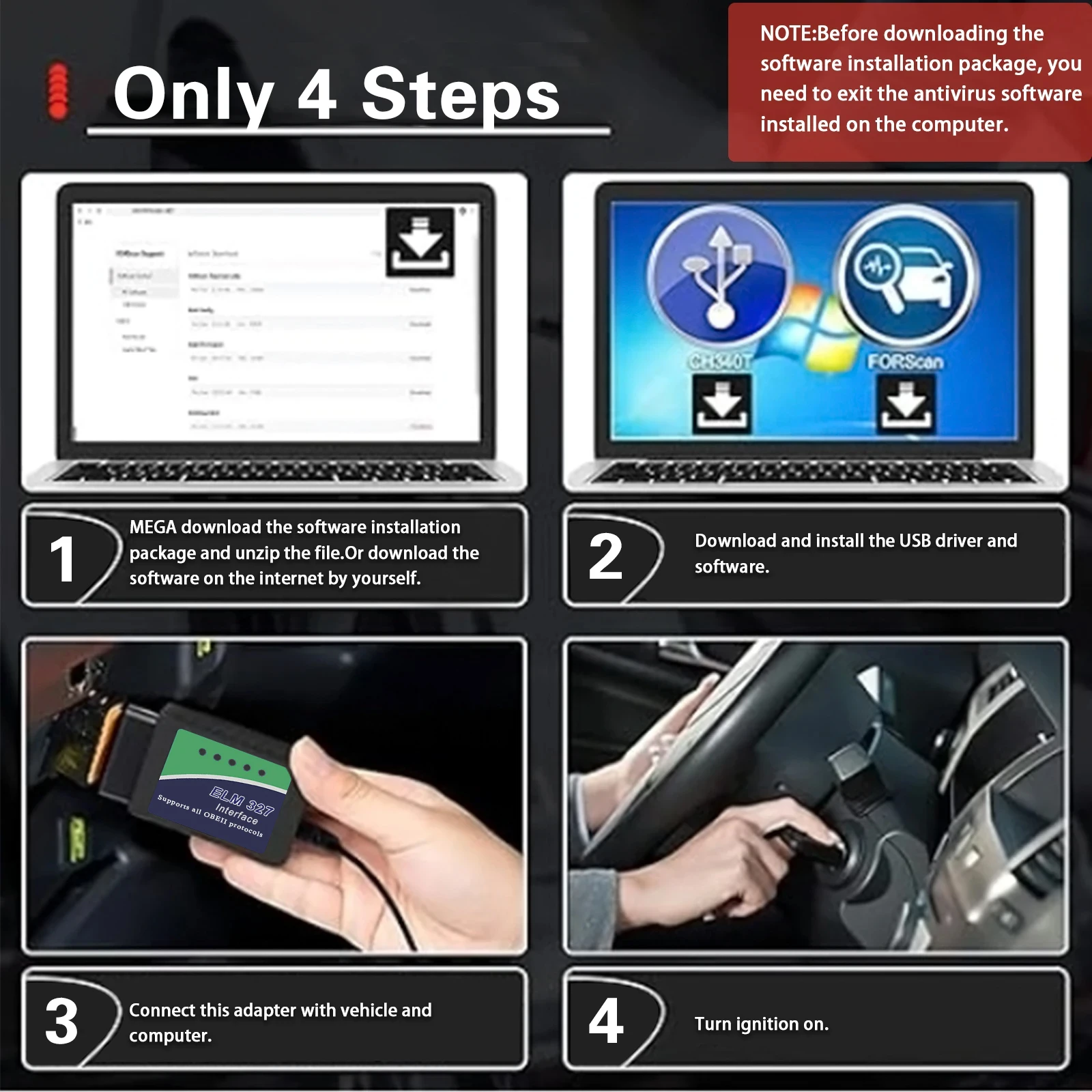 Scanner OBD2 USB ELM327 FTDI Ferramenta Diagnóstico Automotivo - Imagem 5