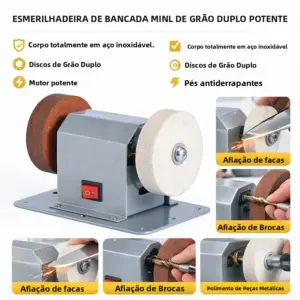 mini esmerilhadeira elétrica discos grosso fino