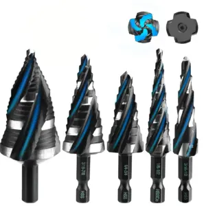 Kit Brocas Escalonadas HSS Revestidas Titânio 5 Peças