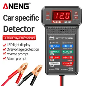 Testador Digital Bateria Automotiva ANENG BT-171 12V com Clipe Jacaré