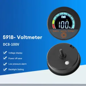 Voltímetro digital DC7-100V circular à prova d'água