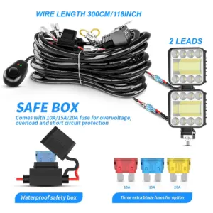 chicote eletrico 3m 12v 24v barra led