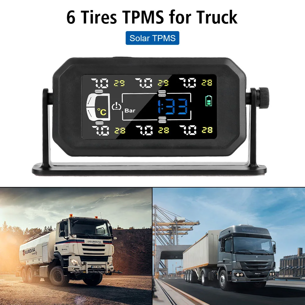 Monitor de Pressão dos Pneus TPMS Solar 6 Sensores Externos - Imagem 2