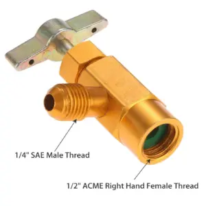 válvula abridor lata r134a 1/2 acme 1/4 sae
