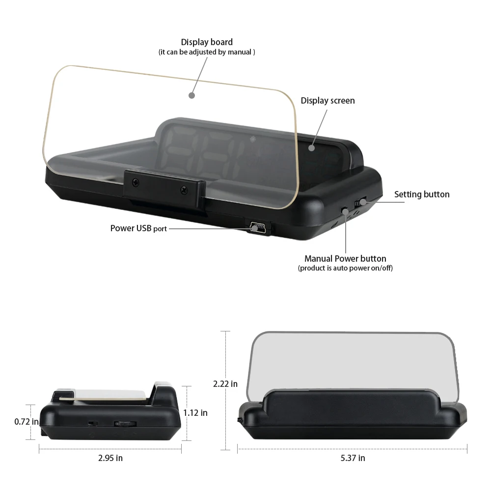 Display Digital OBD2 C500/T900 HUD Velocidade Temperatura Água RPM - Imagem 5