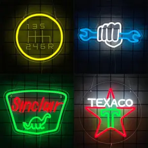 sinal neon led garagem engrenagem