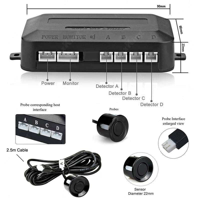 Sensor de Estacionamento 4 Sensores com Display LED 12V - Imagem 5