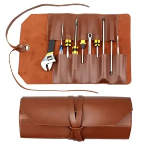 bolsa enrolavel ferramentas couro 10 slots