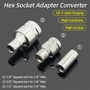 adaptador soquete quadrado hexagonal 1/4