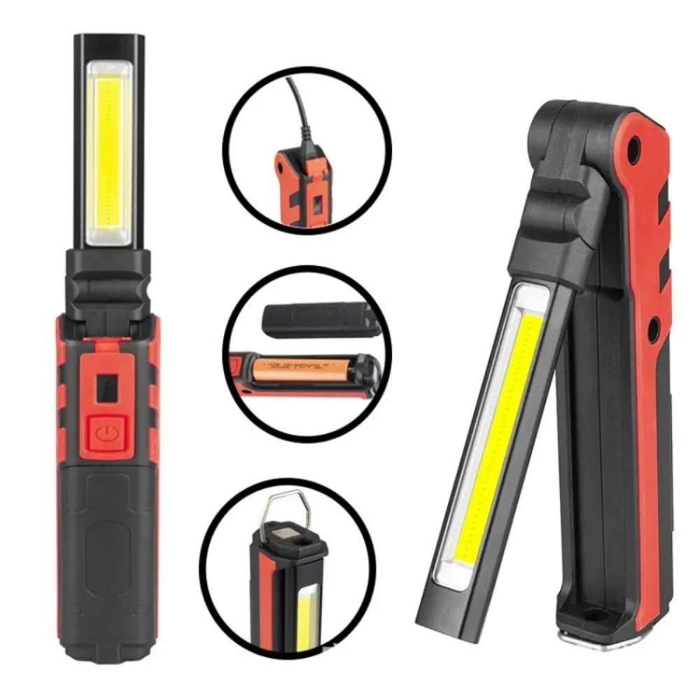 Lanterna de inspeção COB LED recarregável USB com gancho magnético - Imagem 5