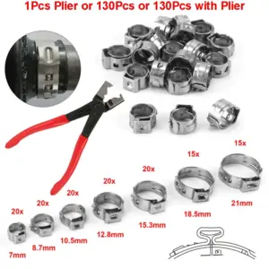 kit 130 abraçadeiras orelha única aço inox