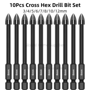 Broca de Carboneto Triangular Multifuncional 3-12mm Kit 10 Peças