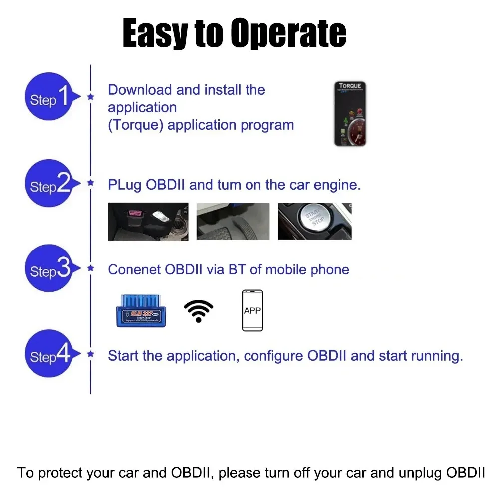 Scanner automotivo OBD2 Bluetooth ELM327 v2.1 para Android - Imagem 4