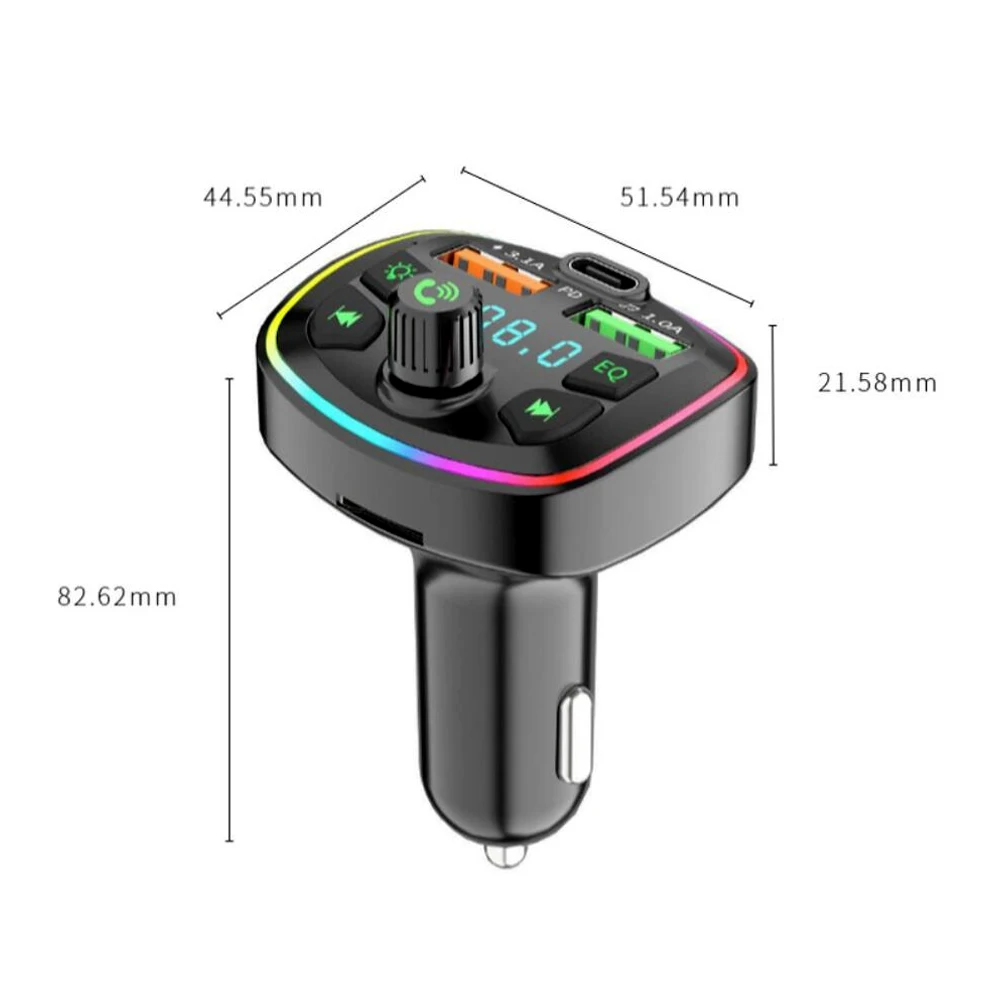 Transmissor FM Bluetooth 5.0 USB-C PD 18W USB Duplo RGB - Imagem 2