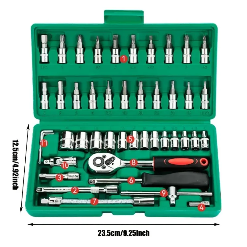 Jogo Soquetes 1/4" 46 Peças com Catraca e Bits Profissional - Imagem 6