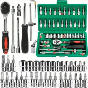 Jogo de Ferramentas Mecânicas 1/4" com Soquetes e Chave Catraca