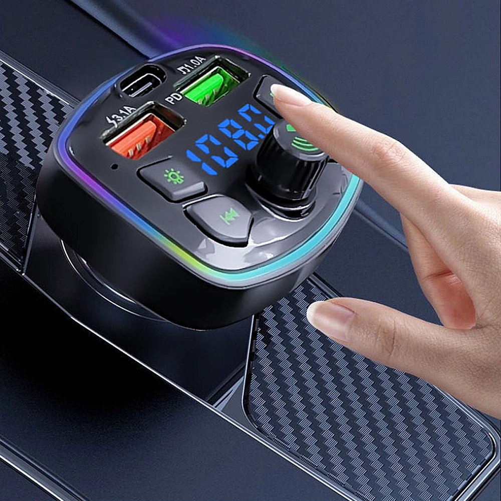 Transmissor FM Bluetooth 5.0 USB-C PD 18W USB Duplo RGB - Imagem 6