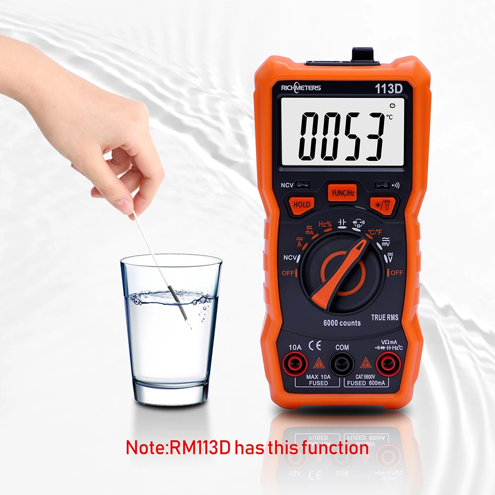 Multímetro Digital RICHMETERS-NCV RM113D Auto Ranging True RMS - Imagem 3