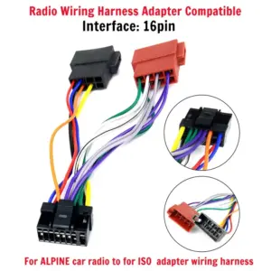chicote adaptador rádio automotivo 16 pinos alpine
